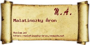 Malatinszky Áron névjegykártya