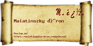 Malatinszky Áron névjegykártya