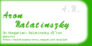 aron malatinszky business card